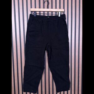 Elwood Pants Small Womens Black Twill Pull On Cropped Trousers Relaxed